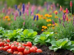 Planting a Dream Garden: Native Species and Edibles Flourish Together, Concept art for illustrative purpose, tags: und - Monok